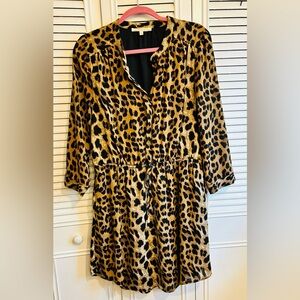 Daniel Rainn Leopard Print Mini Dress in Tan and Black